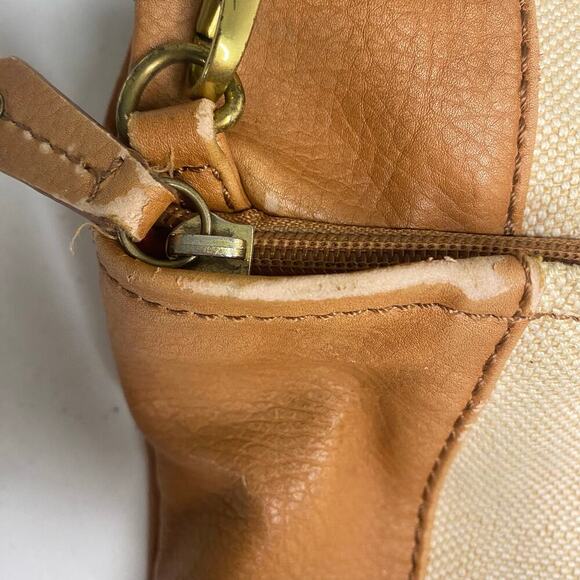 Fossil Large Crossbody Messenger Shoulder Bag Canvas Tan Brown Boho - Picture 8 of 12